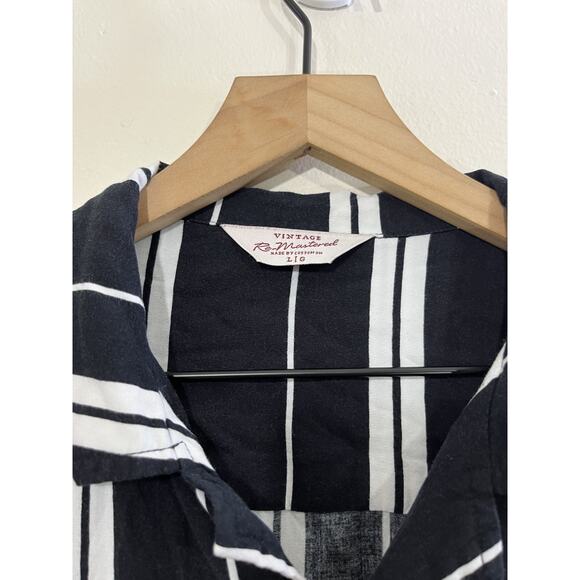 Camp Shirt L Rockabilly Lounge Striped Elvis Resort Retro Rock Casual Mod Dad - Picture 4 of 13